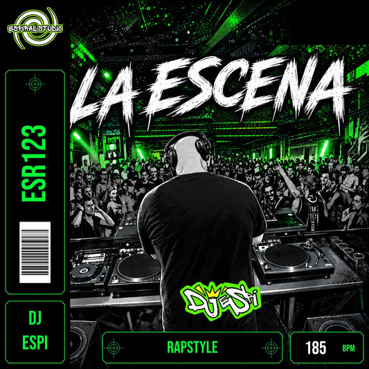 DJ ESPI - LA ESCENA · ESR123 · RAPSTYLE · 185 BPM · Portada en verde, blanco y negro