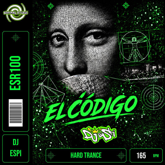 DJ ESPI - EL CODIGO · ESR100 · HARD TRANCE · 165 BPM · Portada en verde, blanco y negro