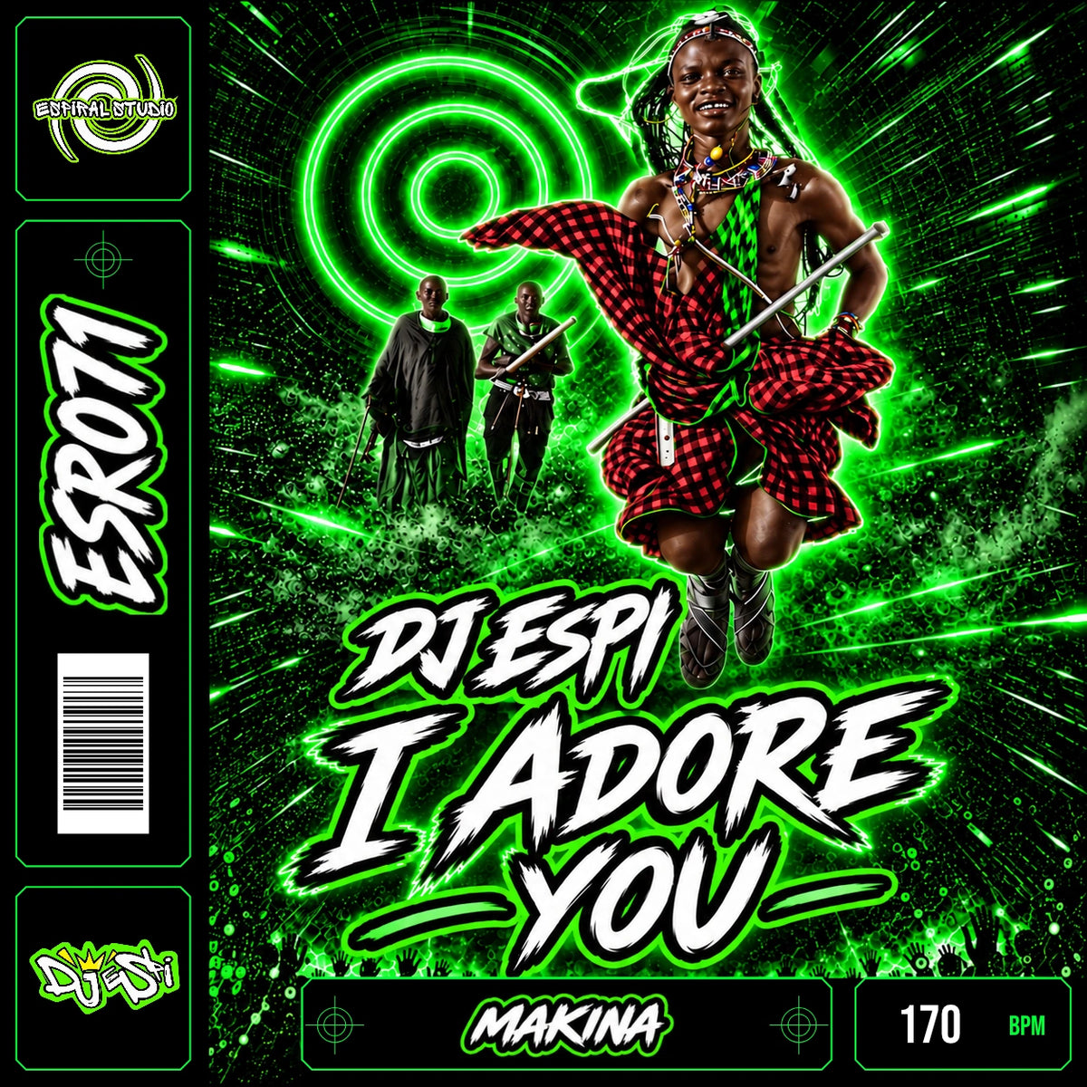 DJ ESPI - I ADORE YOU · ESR071 · MAKINA · 170 BPM · Portada con acentos de color y banda de vinilo
