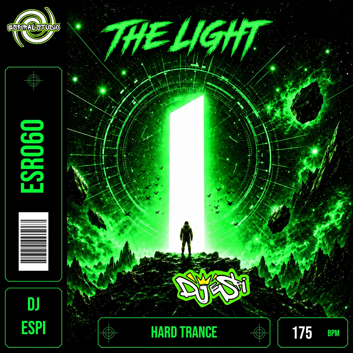 DJ ESPI - THE LIGHT · ESR060 · HARD TRANCE · 175 BPM · Portada en verde, blanco y negro