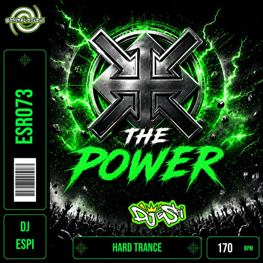 DJ ESPI - THE POWER · ESR073 · HARD TRANCE · 170 BPM · Portada en verde, blanco y negro