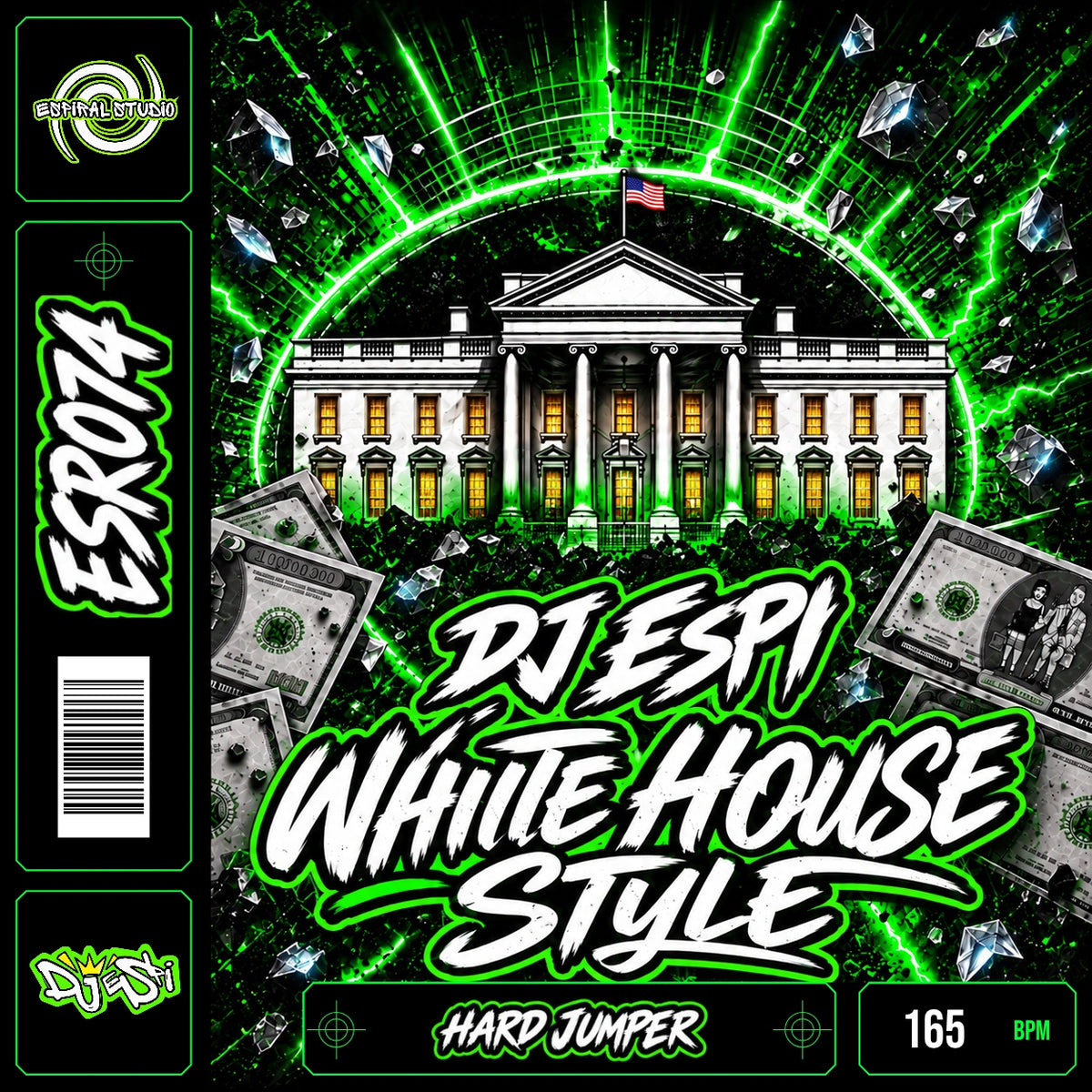DJ ESPI - WHITE HOUSE STYLE · ESR074 · HARD JUMPER · 165 BPM · Portada con acentos de color y banda de vinilo