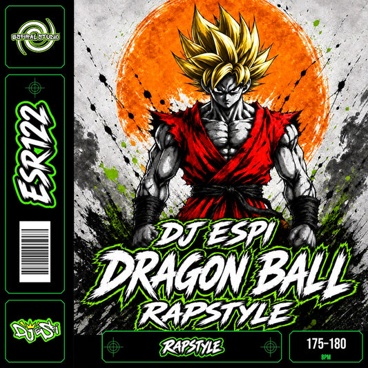 DJ ESPI - DRAGON BALL RAPSTYLE · ESR122 · RAPSTYLE · 175–180 BPM · Sol naranja, pelo amarillo y ropa roja