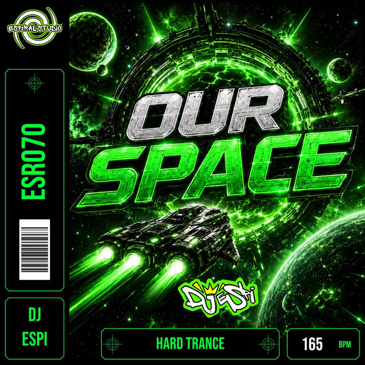 DJ ESPI - OUR SPACE · ESR070 · HARD TRANCE · 165 BPM · Portada en verde, blanco y negro