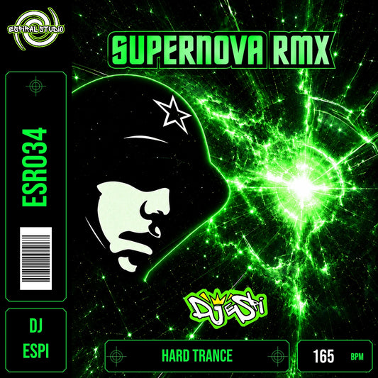 DJ ESPI - SUPERNOVA RMX · ESR034 · HARD TRANCE · 165 BPM · Portada en verde, blanco y negro