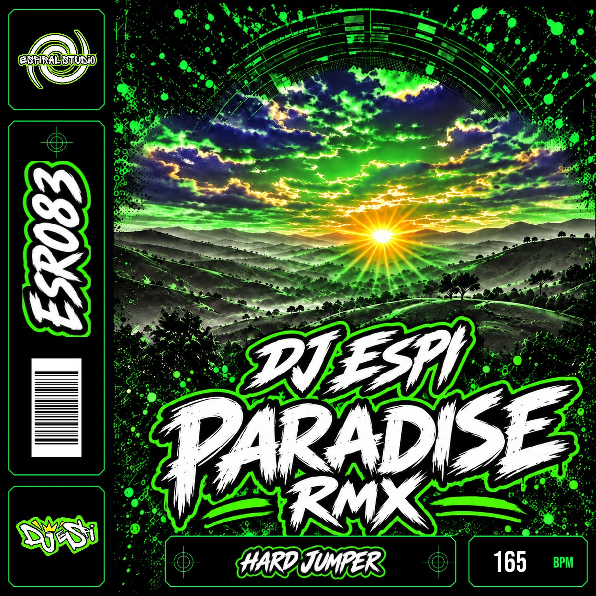 DJ ESPI - PARADISE RMX · ESR083 · HARD JUMPER · 165 BPM · Portada con acentos de color y banda de vinilo