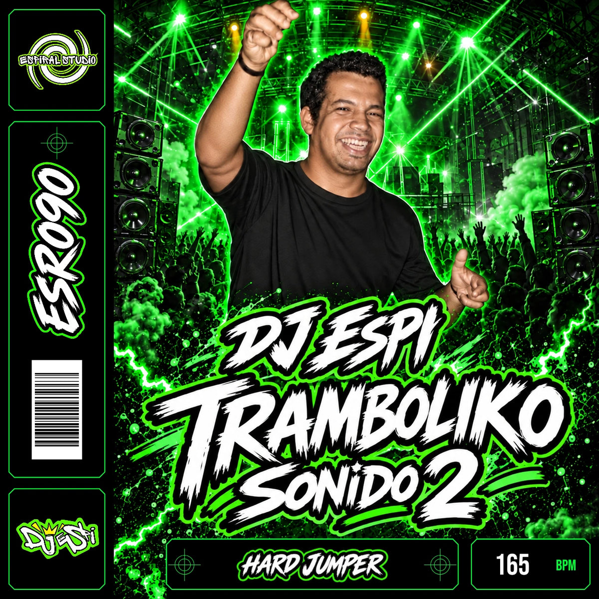 DJ ESPI - TRAMBOLIKO SONIDO 2 · ESR090 · HARD JUMPER · 165 BPM · Portada con acentos de color y banda de vinilo