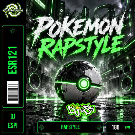 DJ ESPI - POKEMON RAPSTYLE · ESR121 · RAPSTYLE · 180 BPM · Portada en verde, blanco y negro