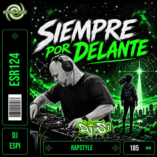 DJ ESPI - SIEMPRE POR DELANTE · ESR124 · RAPSTYLE · 185 BPM · Portada en verde, blanco y negro
