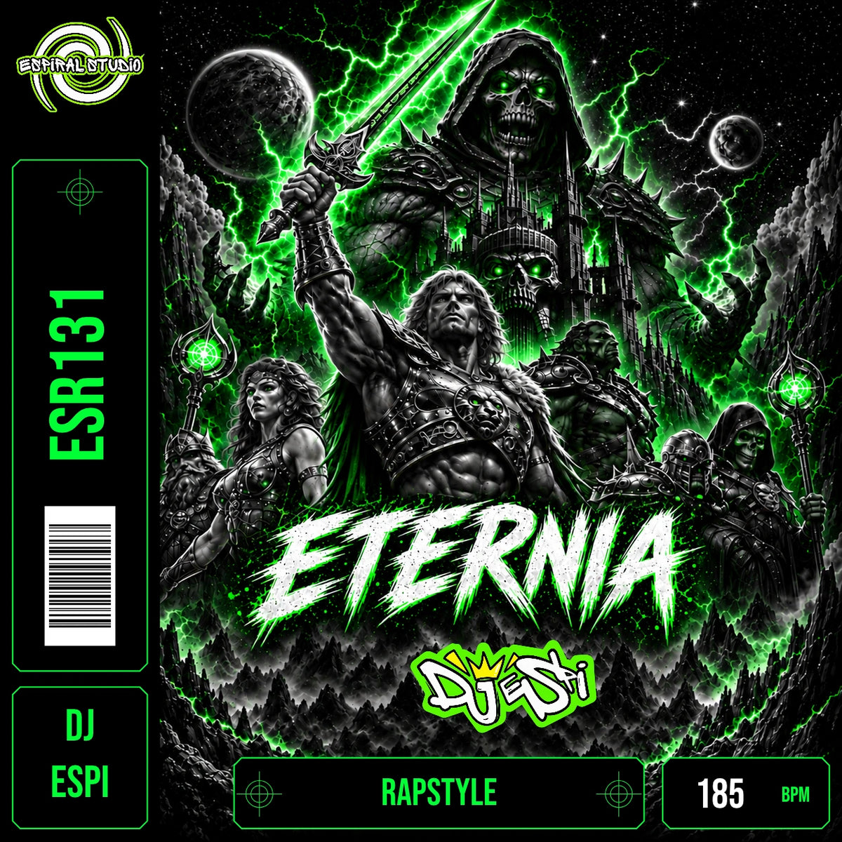 DJ ESPI - ETERNIA · ESR131 · RAPSTYLE · 185 BPM · Portada en verde, blanco y negro