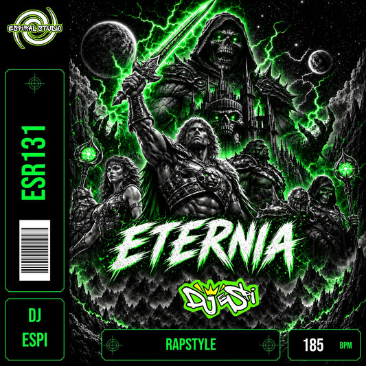 DJ ESPI - ETERNIA · ESR131 · RAPSTYLE · 185 BPM · Portada en verde, blanco y negro