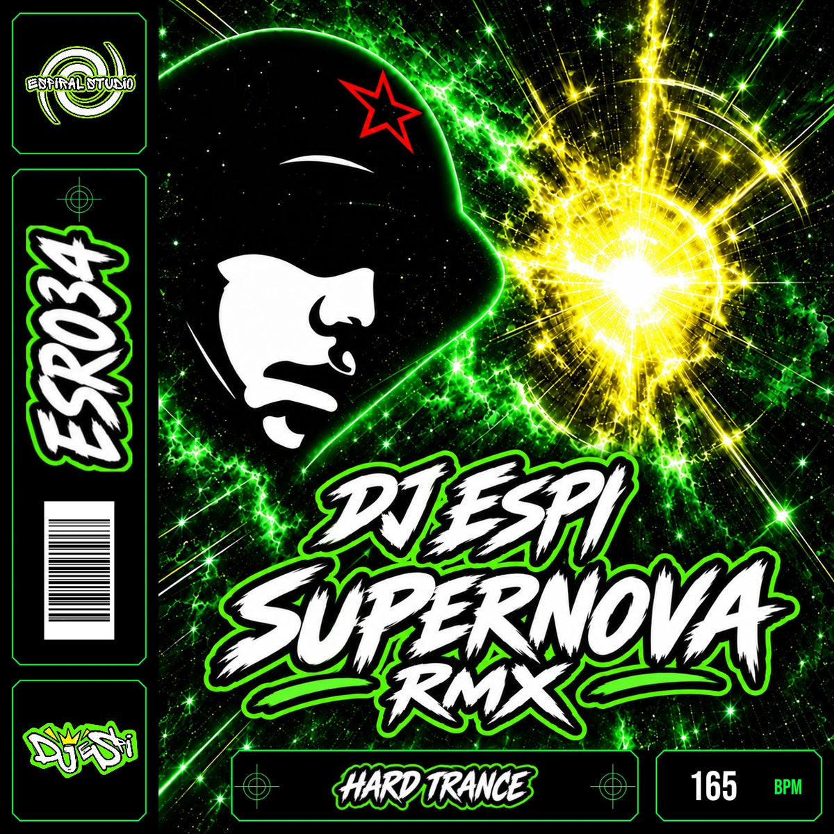 DJ ESPI - SUPERNOVA RMX · ESR034 · HARD TRANCE · 165 BPM · Cara blanca, estrella roja y destello amarillo